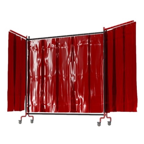 Red Portable Welding Screen with Side Arms AES
