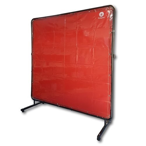 Red Portable Welding Screen 1800mm x 1800mm with Frame & Castors AES